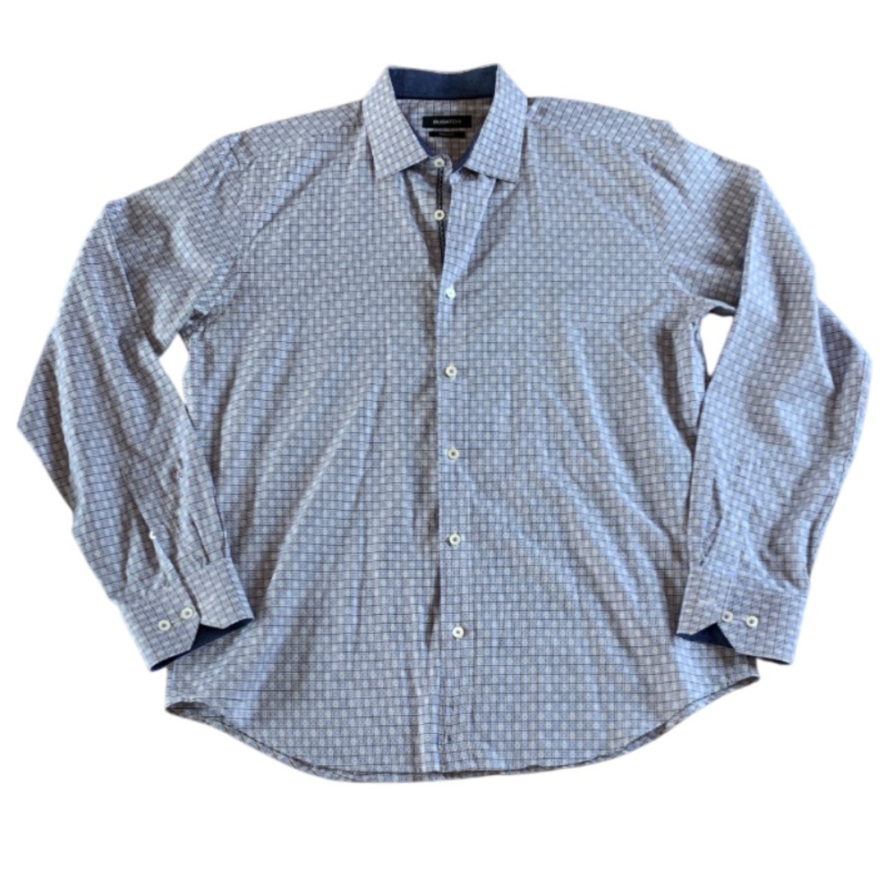 Bugatchi Light Blue Patterned Button Down Shirt- … - image 1
